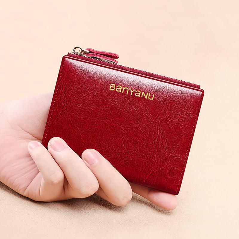 Anti  Woman Small Genuine Leather Purse  New Design Ultra Thin Coin Wallet for Women Fashion Gifts