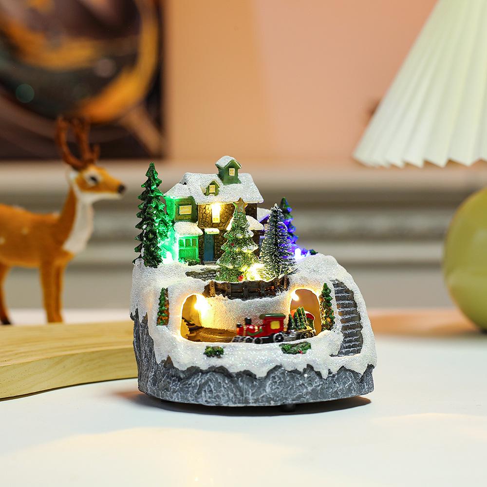 Luminous Musical Christmas Snow House Ornaments - Creative Resin Crafts & Gifts