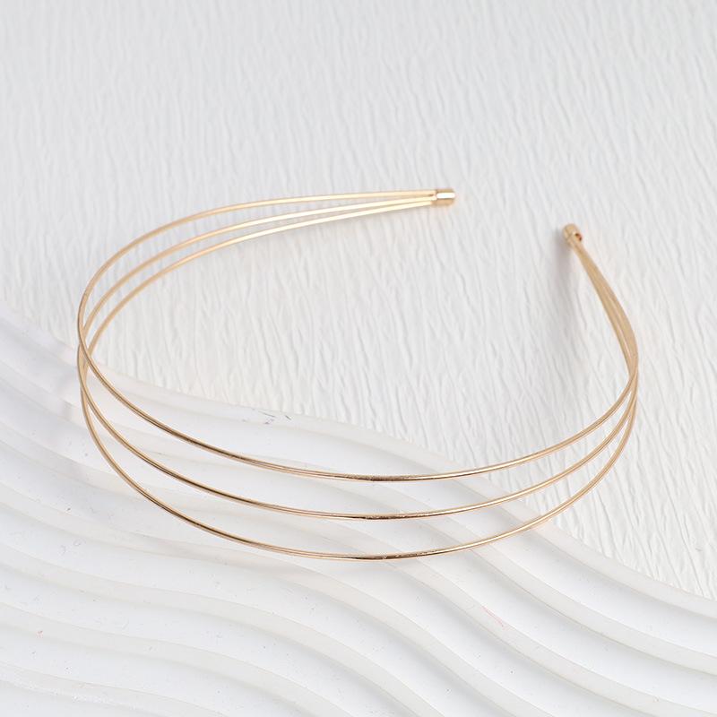 Neue Mode Doppelwurzel Metall Stirnbänder Retro Gold Silber Damen Haarband Einfacher Kopfschmuck Street Kopfreifen Kopfschmuck