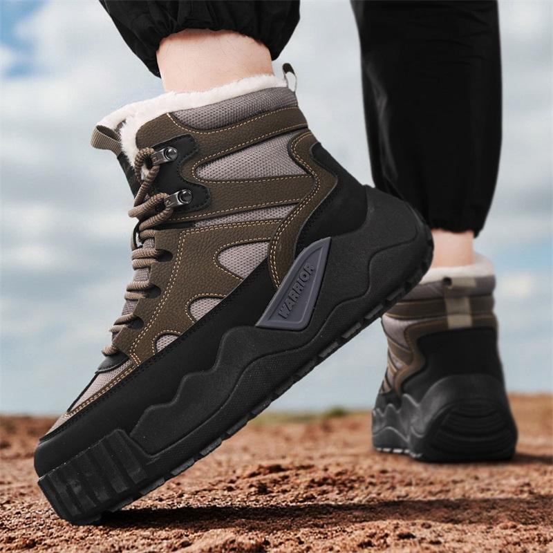 Warrior Warm Durable Height-Increasing Non-Slip Supportive Balance Cotton Fashion Versatile Trendy Casual Classic Retro Snow Boots WXY-M365N02M