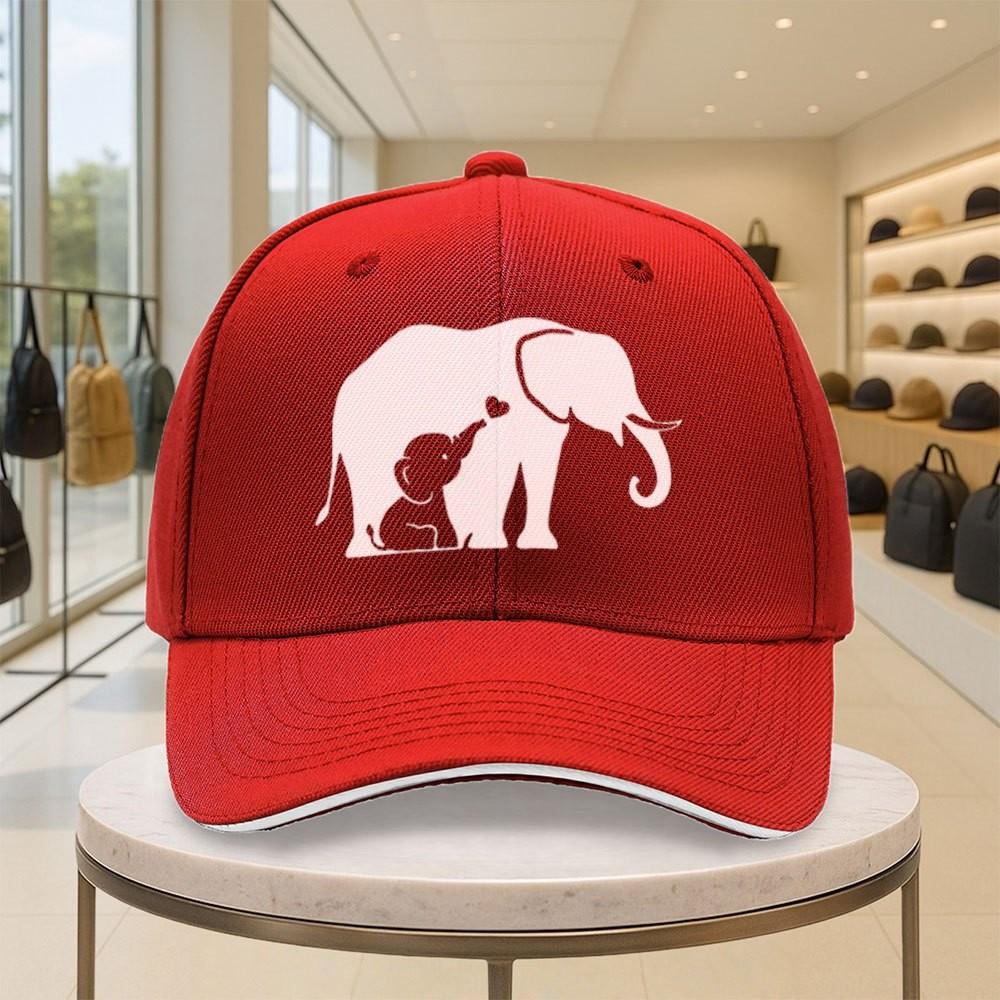 Elephant Print Baseball Cap Adjustable Unisex Outdoor Casual Curved Brim Snapback Hat One Size