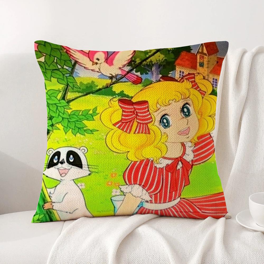 Anime C-Candy Candy Cushion Cover Summer Coolness Linen Fabric Double-Sided Printing Pillow Case Sofa Home Decor Gift