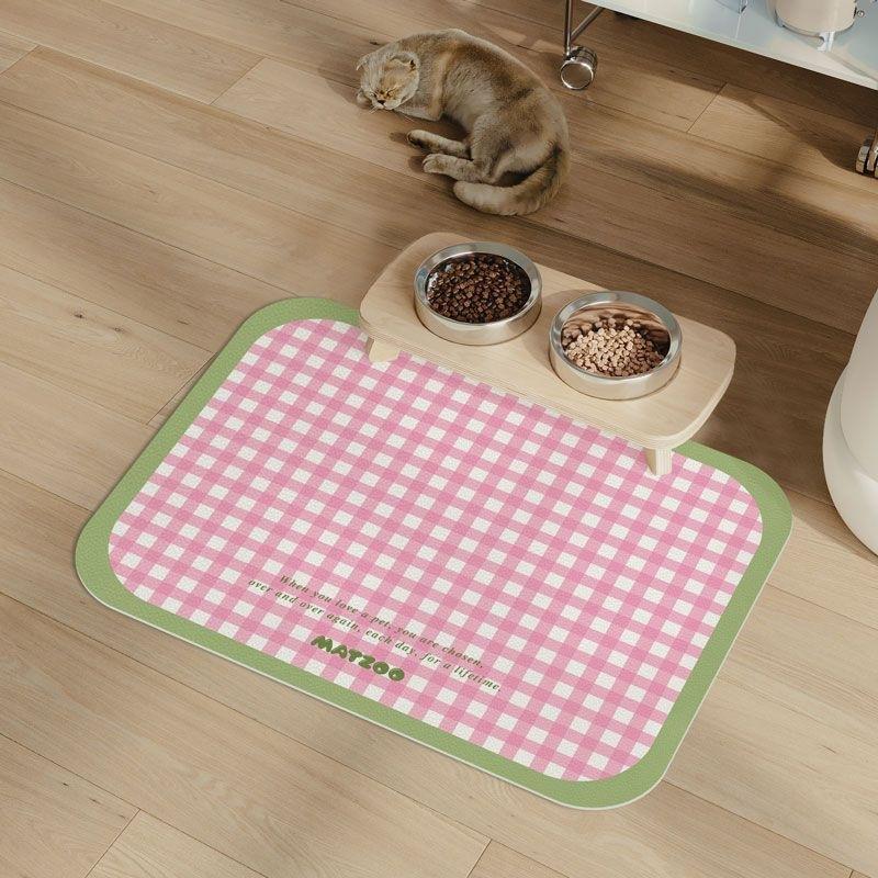 

Pet Feeding Mat for Cats Dogs Dirt-Resistant Scratch-Proof Spill-Proof Checkered Non-Slip Easy To Clean Food Water Bowl Mat (as the picture,30x40cm)