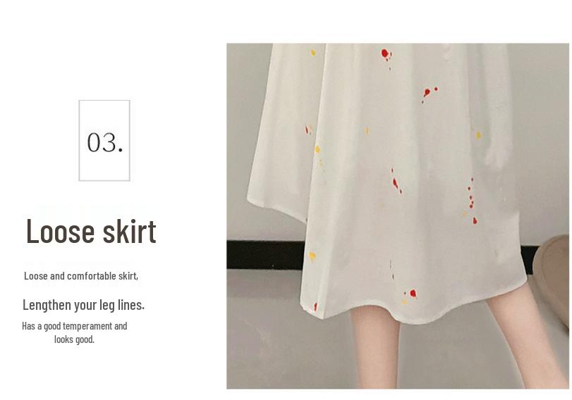 2026 Summer White Short Sleeve Maternity Wear: Simple, Loose, and Slimming Design