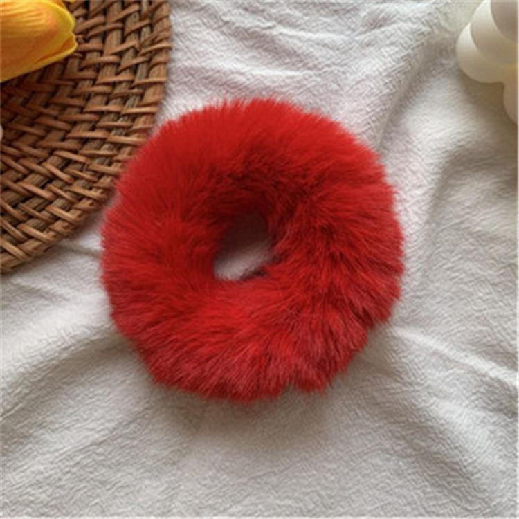 Women Hair Accessories Fluffy Scrunchie Elastic Ponytail Colorful Pom Pom Hair Ties Faux Fur Hair Scrunchies