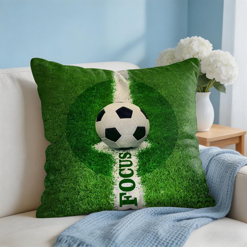 Cartoon Football Print Cushion Cover Square Pillow Bedroom Sofa Leisure Comfort Living Room Home Decoration X