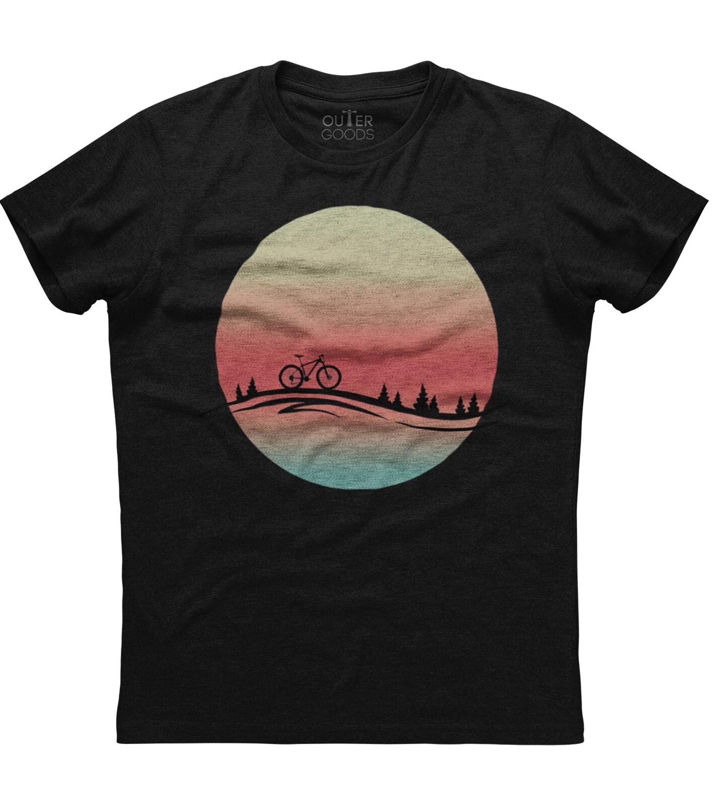 Mountain Bike In Sun Rise Mens Short Sleeve New Cotton Black T-shirt M