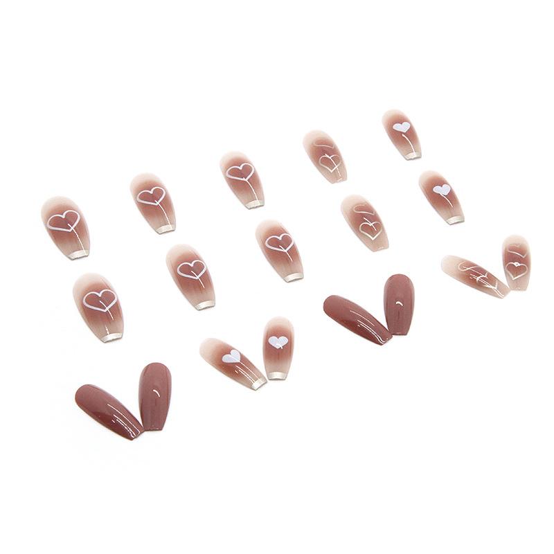 24 Pcs Summer Nail Art Ice Clear Blush Wearing Nail Sweet Ice Pomelo Love Milk White Nail Art Tablets Fake Nail