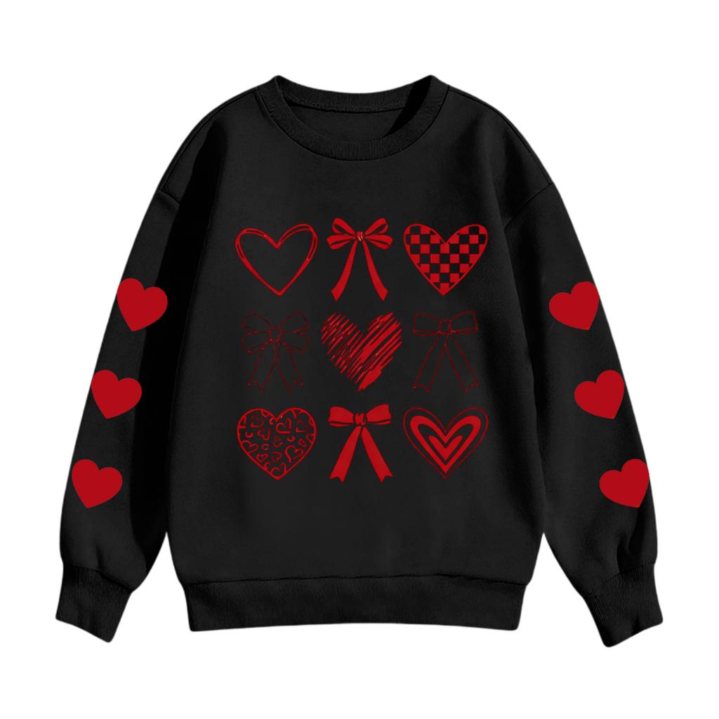 Children's Casual Round Neck Printed Pullover Long-sleeved Hooded Sweatshirt Top