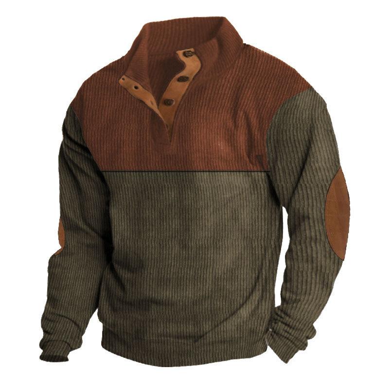 Autumn Winter New Men's Outdoor Corduroy Casual Stand Up Collar Long Sleeved Pullovers Daily Comfortable Versatile Fashionable Loose Pullovers