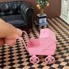 Miniature Dollhouses Pram Accessory 1/12 Scale, Realistic Stroller Bassinet Stroller Model Baby Pram