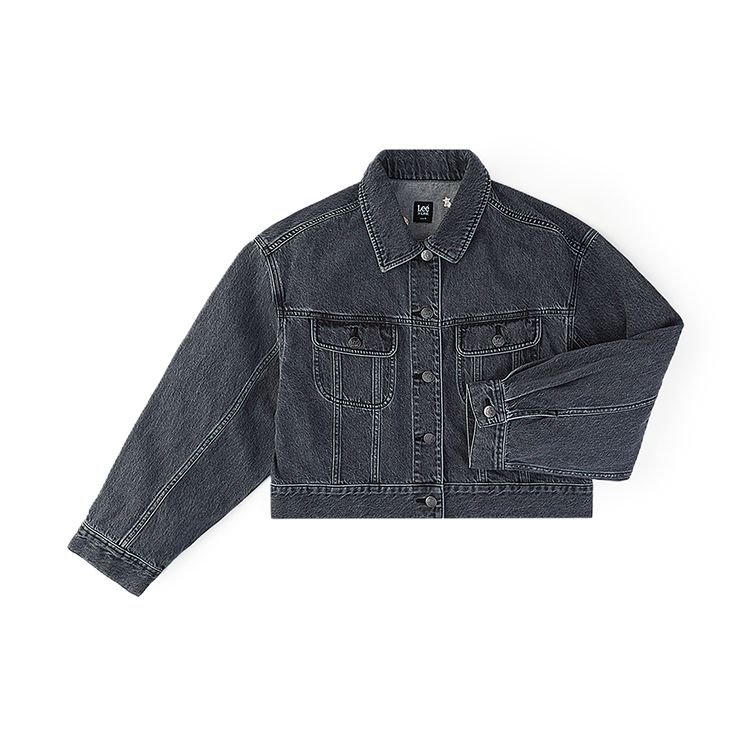 Lee SS24 Comfortable Embroidered Denim Jacket Trendy Women Jackets Black LWT008227100031A06364