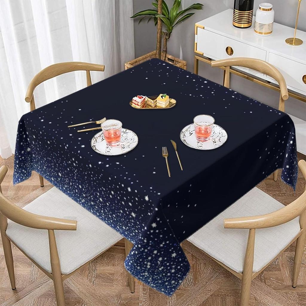 Mystic Galaxy Square Tablecloth Washable Outer Space Nebula Decorative Table Cloth Cover for Bedroom Dining Party Picnic