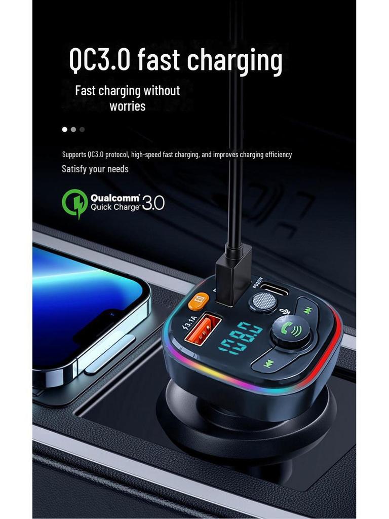 Q6 Fast Charging Bluetooth MP3 Player with Digital Display Car Charger