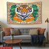 Vibrant Boho Tiger Tapestry, Floral Jungle Print Wall Art, Eclectic Living Room & Bedroom Decor Suitable Offices Bars Party