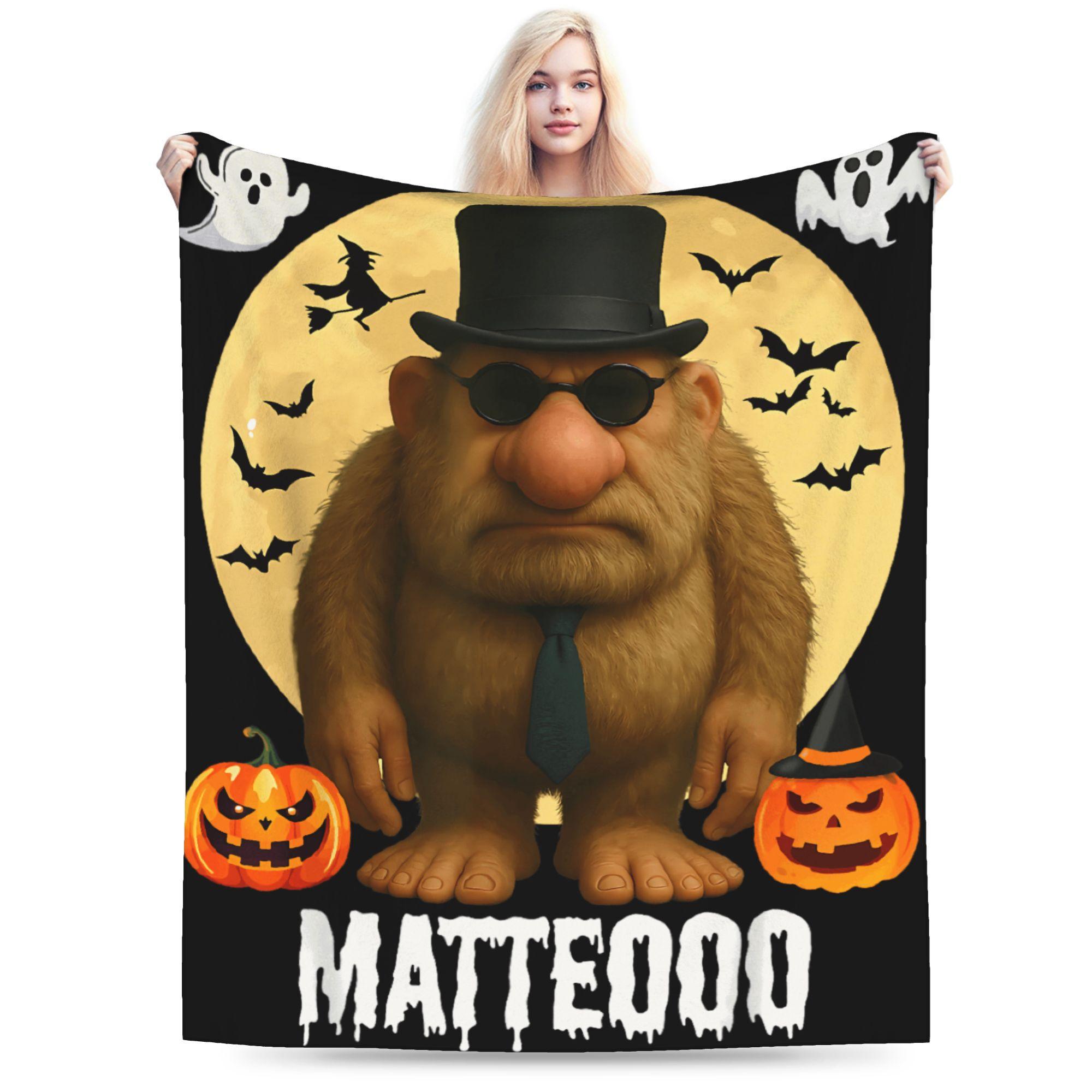 

Matteo Mateo Matteooo Italian Brainrot Meme Halloween Blankets Warm Bedding Throws For Living Room Flannel Bedspread Bed Cover 75x90cm