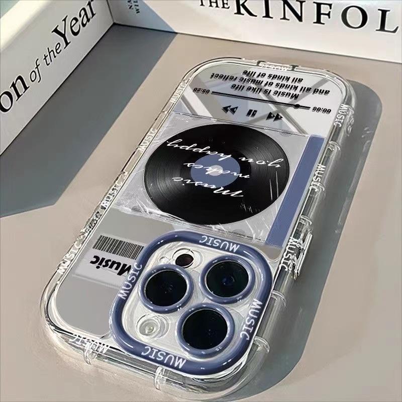 Music Player Pattern Fashion Mirror Phone Case For iPhone 17 Pro 16 15 14 13 12 11 Pro Max 7 8 Plus XR X XS Max 16E 17E Cover