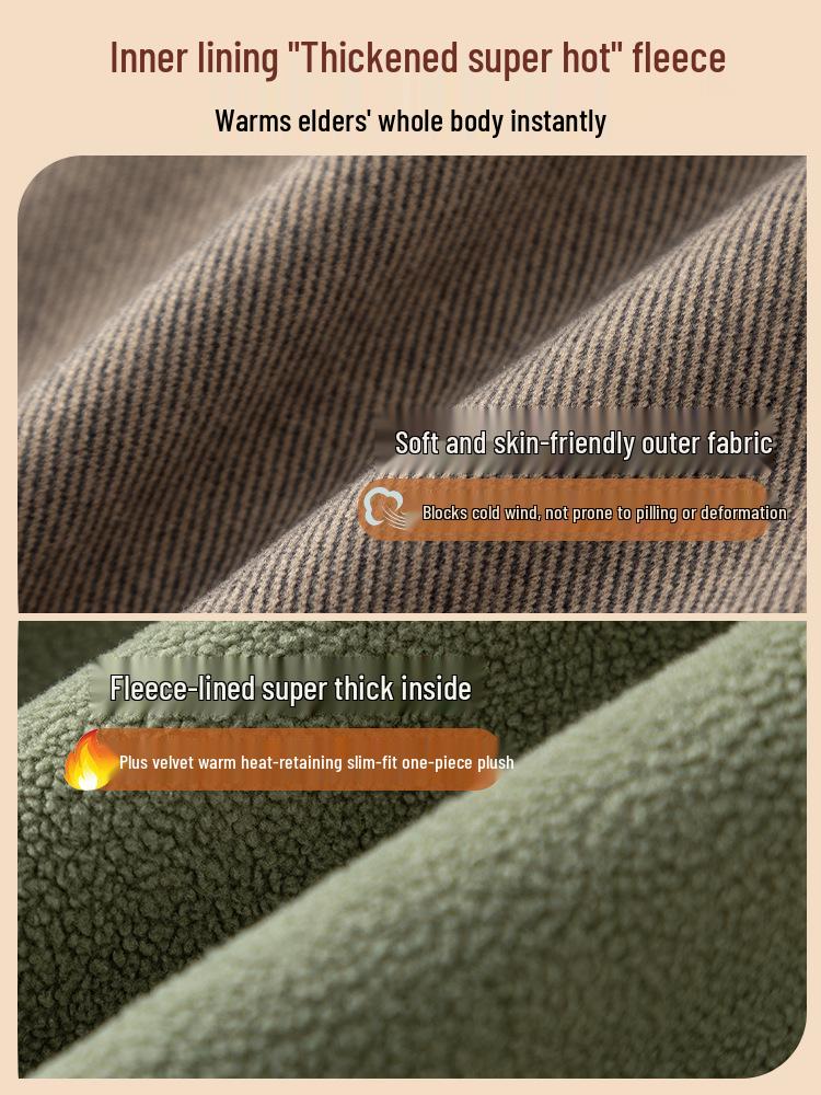 Plus Samt Elastische Taille Gerade Hosen für Mittleren Alters und Ältere Frauen von Mama - Winter Verdickt Lässige Hosen