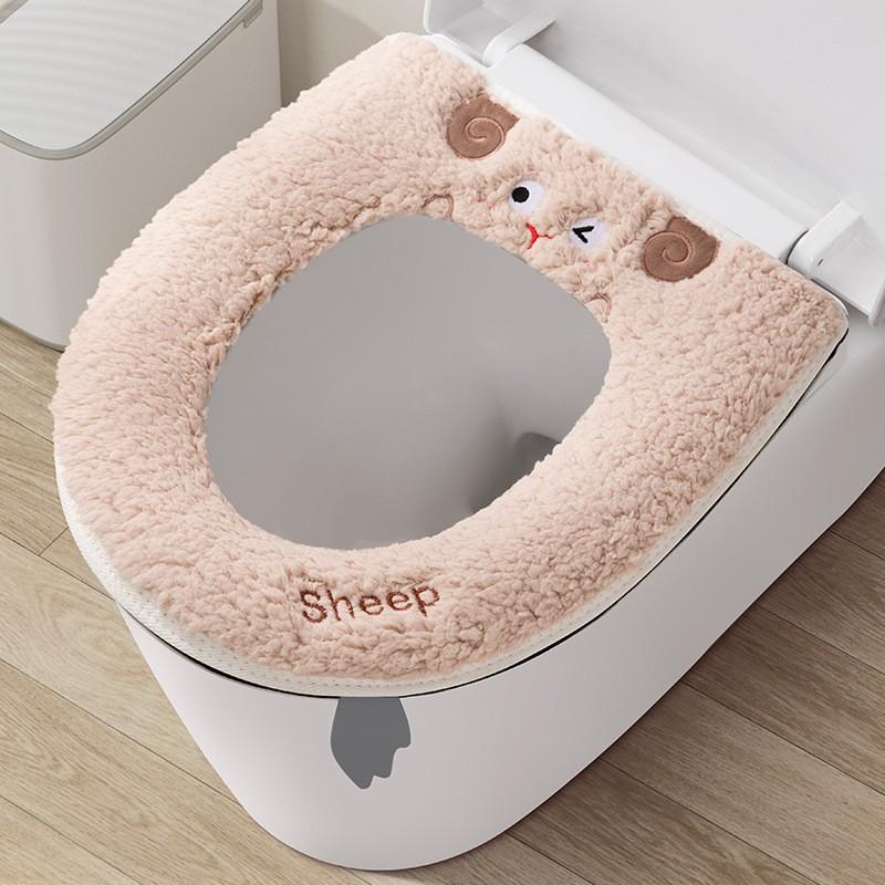 Washable Waterproof Toilet Seat Cover With Zipper Thick Winter Cushion Home Use All Season