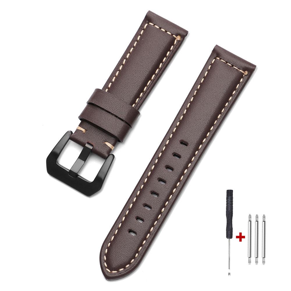 Handmade Cowhide Watch Band 18mm 20mm 22mm 24mm Vintage Top Grain Genuine Leather Watch Strap Business Replacement Bands for Men