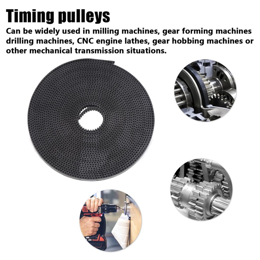 2GT‑6mm PU Timing Belt with Steel Synchronous Belts Industrial Supply Black