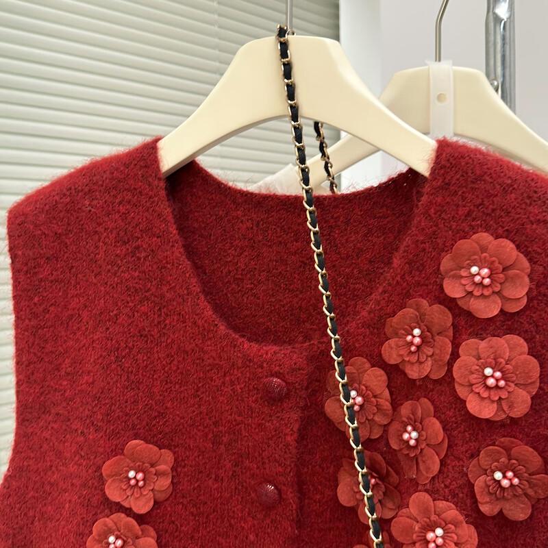 

TonLion Women s 3D Floral Knit Cardigan Vest L