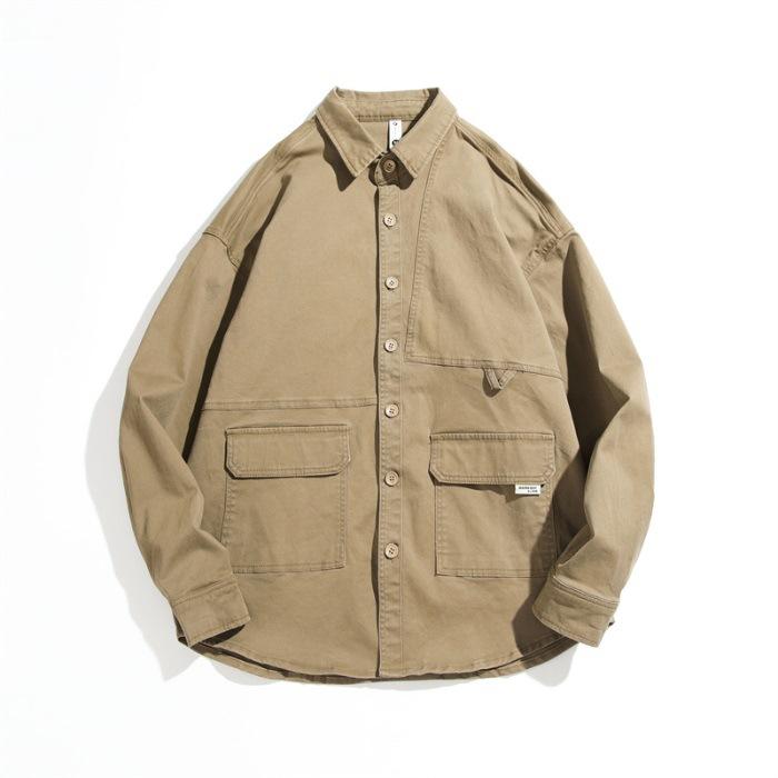 

Ретро рабочая рубашка мужская с длинным рукавом новая свободная рубашка большого размера мужская повседневная куртка мужская 3XL