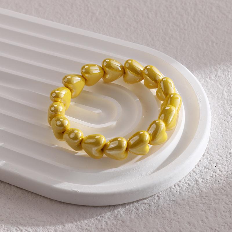 1 Pcs Colorful Heart Beaded Bracelets Retro Cute Women Jewelry Gift Bangles Valentine Gift