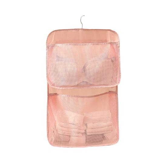 Mesh Wardrobe Organizer Large Capacity Storage Net with Hook Breathable Hanging Storage Pouch for Socks Underwear Dormitories Travel Use