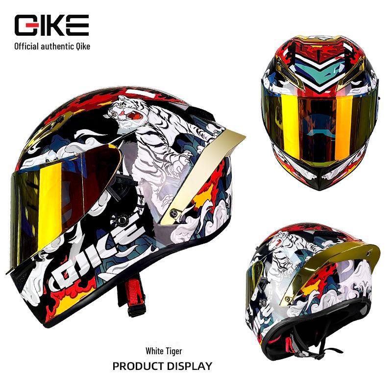Qike Men's Universal Flip-up Motorcycle Helmet with Bluetooth and Dual Lens