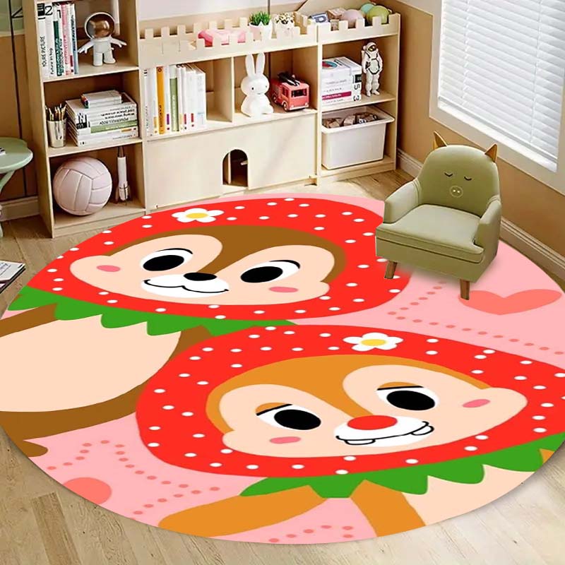 Mielas Chip 'n' Dale paveikslėlio apvalus grindų kilimėlis, namų kilimo dekoracija, animacinis sveikinimo durų kilimėlis, neslystantis ir atsparus dėmėms.