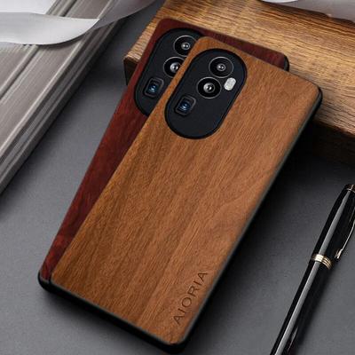 Pouzdro pro Oppo Reno 10 Pro Plus, fundamentální dřevěné, bambusové, vzorované, PU kůže, kryt pro Oppo Reno 10 Pro, coque