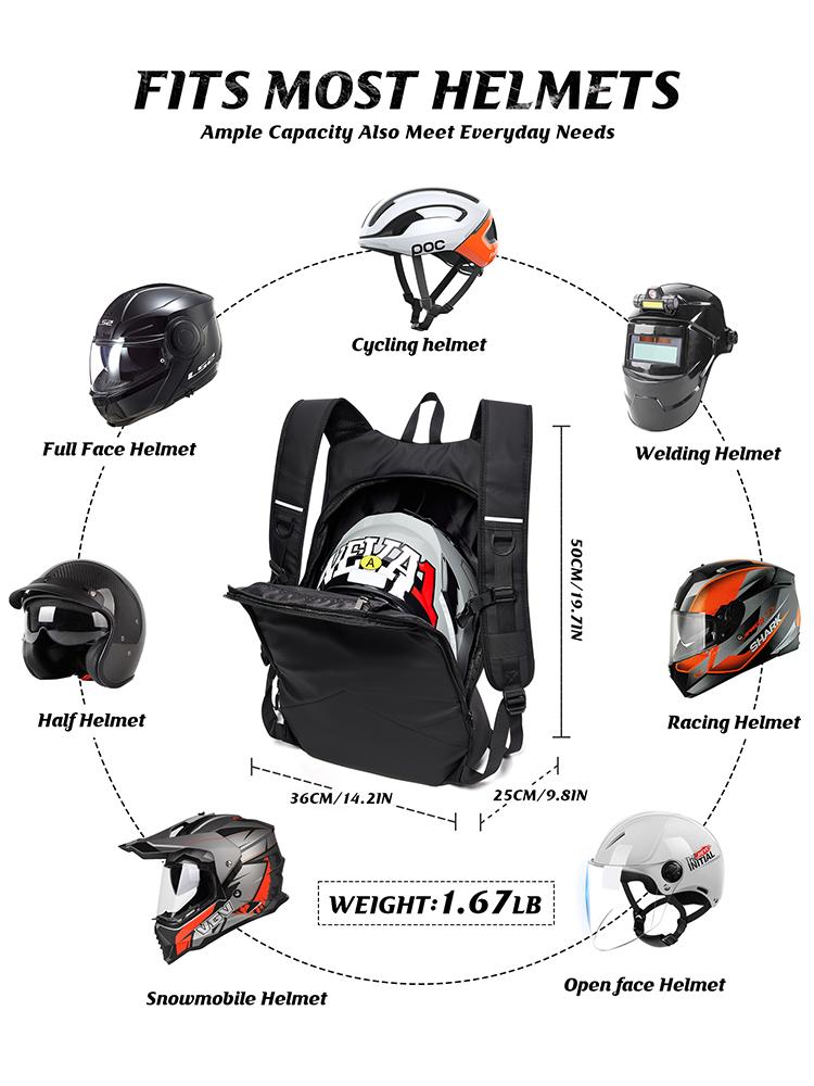 

Мужской мотоциклетный рюкзак, Водонепроницаемый рюкзак для шлема для мужчин, Дорожный рюкзак со светоотражающей полосой, Расширяемый рюкзак для походов и активного отдыха