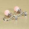 Garnet Pink Coral Round Ball Undyed Coral, Coral, Earrings, Silver,