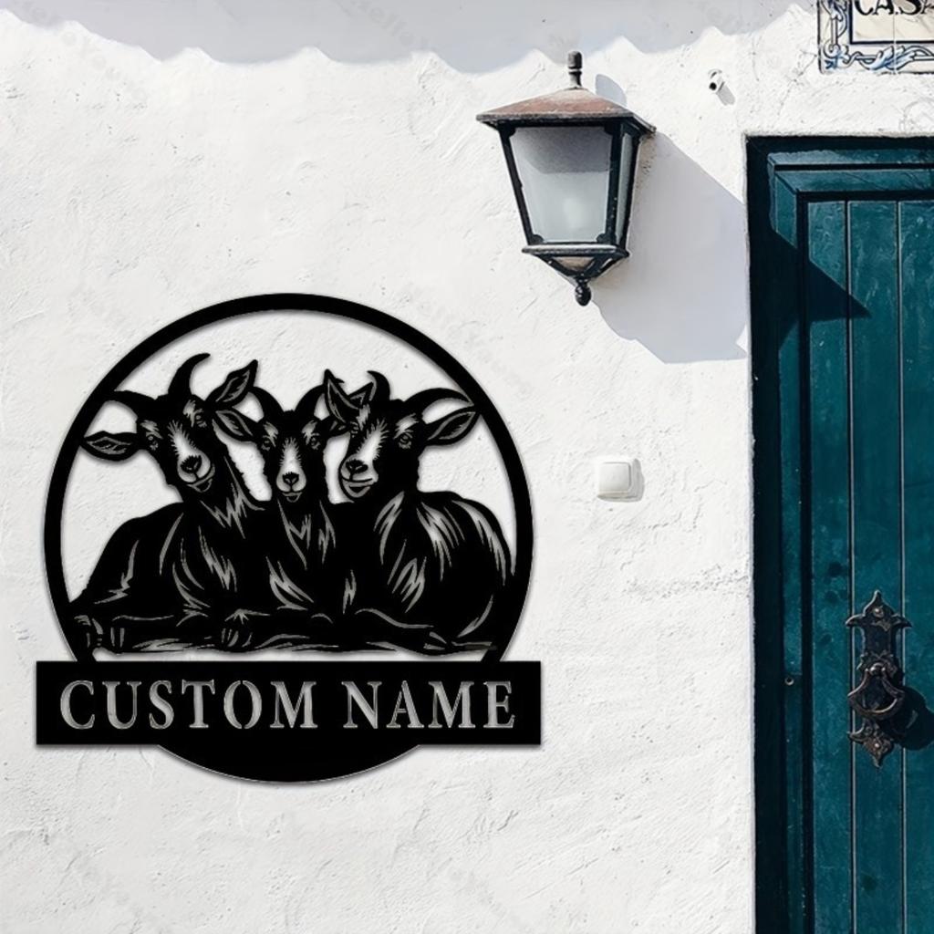 Customizable Decorative Metal Sign Three Little Sheep Silhouette Fairy Tale Surname Garden Decor Hot Sale