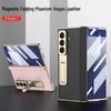 Samsung Z Fold7 Electroplated Leather Magnetic Case with Bracket - Anti-drop Protective Cover