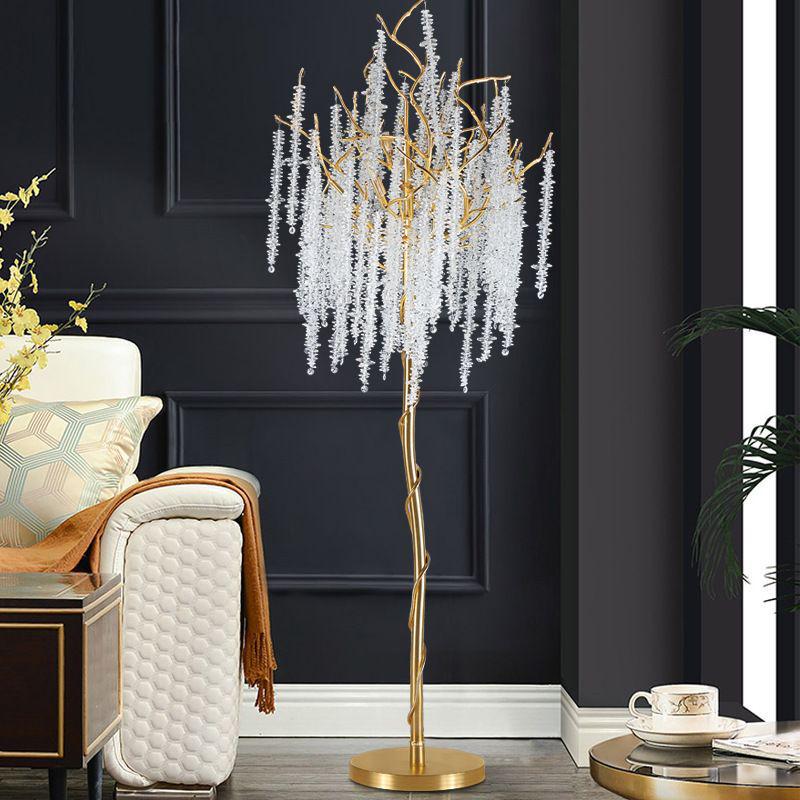 Elegant Crystal Table Lamp: French Art Deco Branch Design for Luxury Living and Dining Spaces