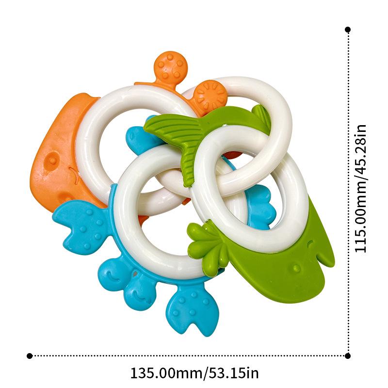 Soft Rubber Teething Rattle & Grasping Ball for Babies 0-12 Months