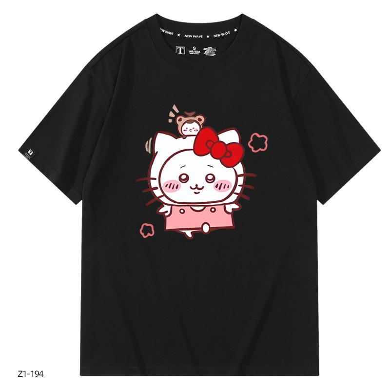 Childrens Tshirt Katie Cat Pudding Dog Cartoon Printed Parent Child Wear Summer New Cotton Boys and Girls Short Sleeves