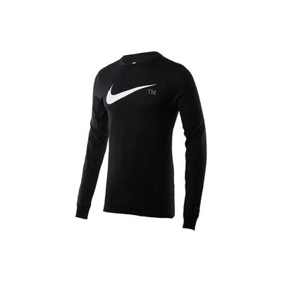 Logo Print Rundhals Slim Fit Langarm T-Shirt Herren Tops Schwarz DD3374-010