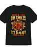 Lässiges T-Shirt mit Rundhalsausschnitt und Grafik mit 20-seitigem Würfel und Flamme