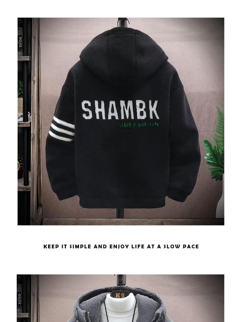 Men's Cotton-Padded Fleece Jacket for Autumn/Winter - Thick, Hong Kong Style for Teens, Boys, Junior & High School Students