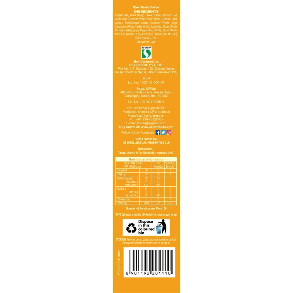 Catch Chatpata Chat Masala Powder 100 Gm X Pack Of 4 (400 Gm) Rich Flavor Spice Blend For Fruits And Vegetables