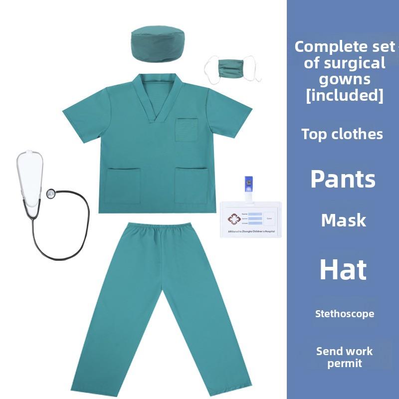 Kids Doctor Nurse Costume Set Role Play Pretend Play Preschool White Coat Outfit