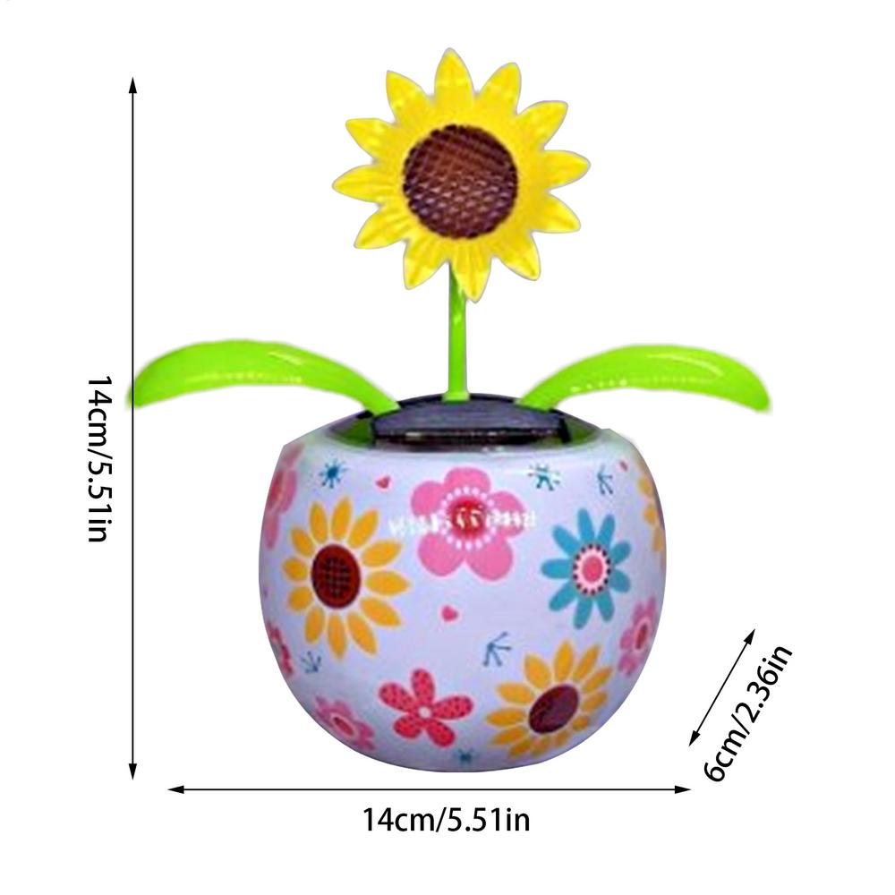 Solar Powered Dancing Flower Sunflower Solar Ornament Shaking Head Car Ornaments for Home Bedroom Dashboard Decoration