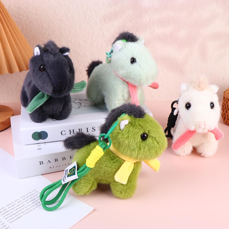 Cartoon Horse Stuffed Keychain Keyring Stuffed Pony Pendant Cute Soft Simulation Horse Keychain Room Decoration Doll