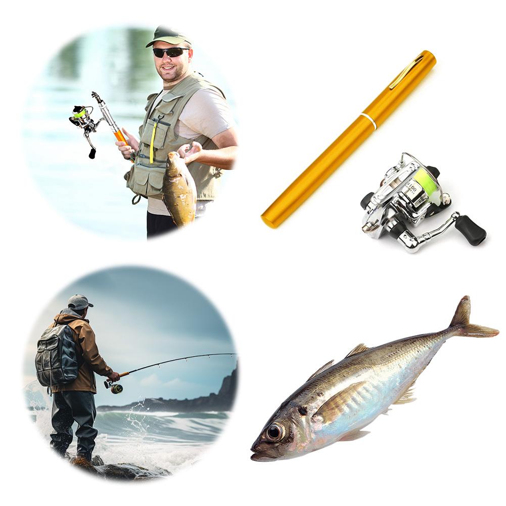Mini Pocket Pen Fishing Rod with Reel Telescopic Fishing Pole with Reel Fishing Rod Spinning Reel Combo Kit for Outdoor Fishing