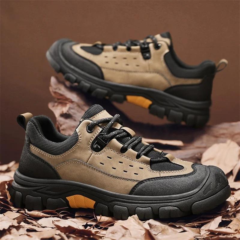 Autumn Men's Outdoor Comfortable Soft Bottom Anti Slip Waterproof Mountaineering Fashion Strap Up Men's Sports and Leisure Shoes