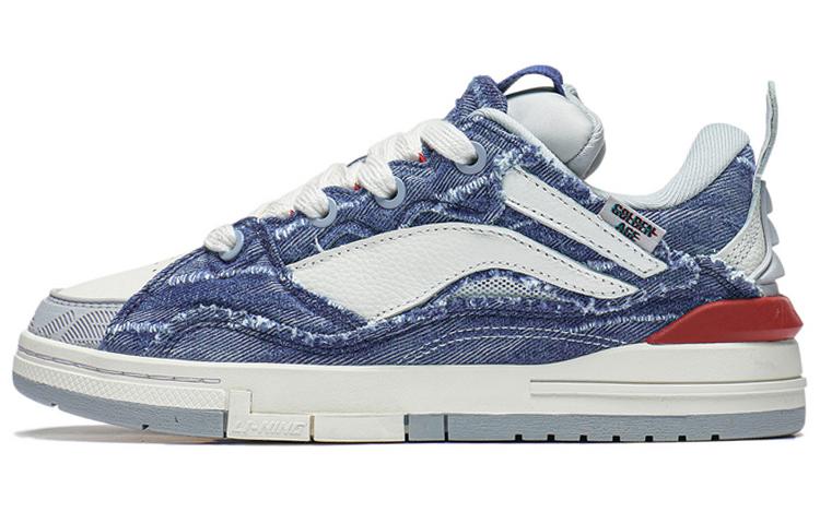 Li Ning Wave GOLDEN Джинсовые Нескользящие Износостойкие Низкие Повседневные Кроссовки Женские Сине-Белые AECS074-10 35.5