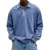 Men's Casual Versatile Long Sleeve Button Lapel Polo Shirt, Daily Business Commute Top
